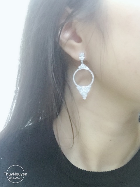 Khuyên tai mẫu tròn giọt lệ bạc thật mạ vàng trắng
