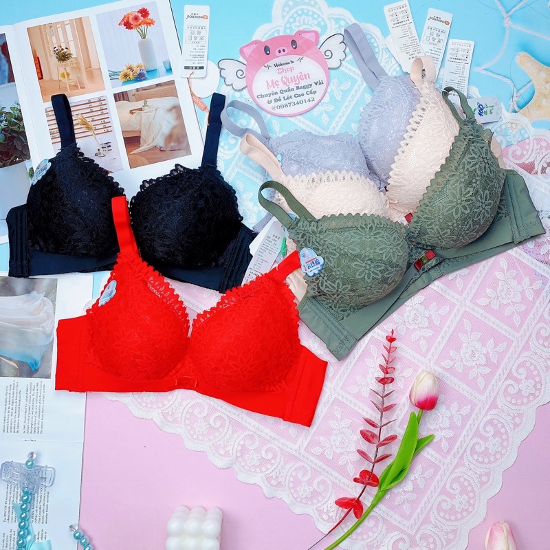 Áo lót ren không gọng , áo ngực mút dày siêu đẩy 6cm bông mềm thông hơi thoáng khí