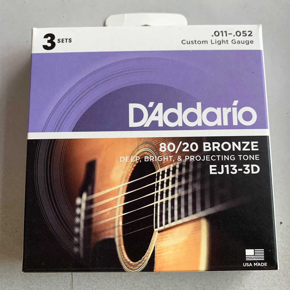DÂY ĐÀN GUITAR ACOUSTIC D'ADDARIO EJ 13 - 3D (cỡ 11-52)