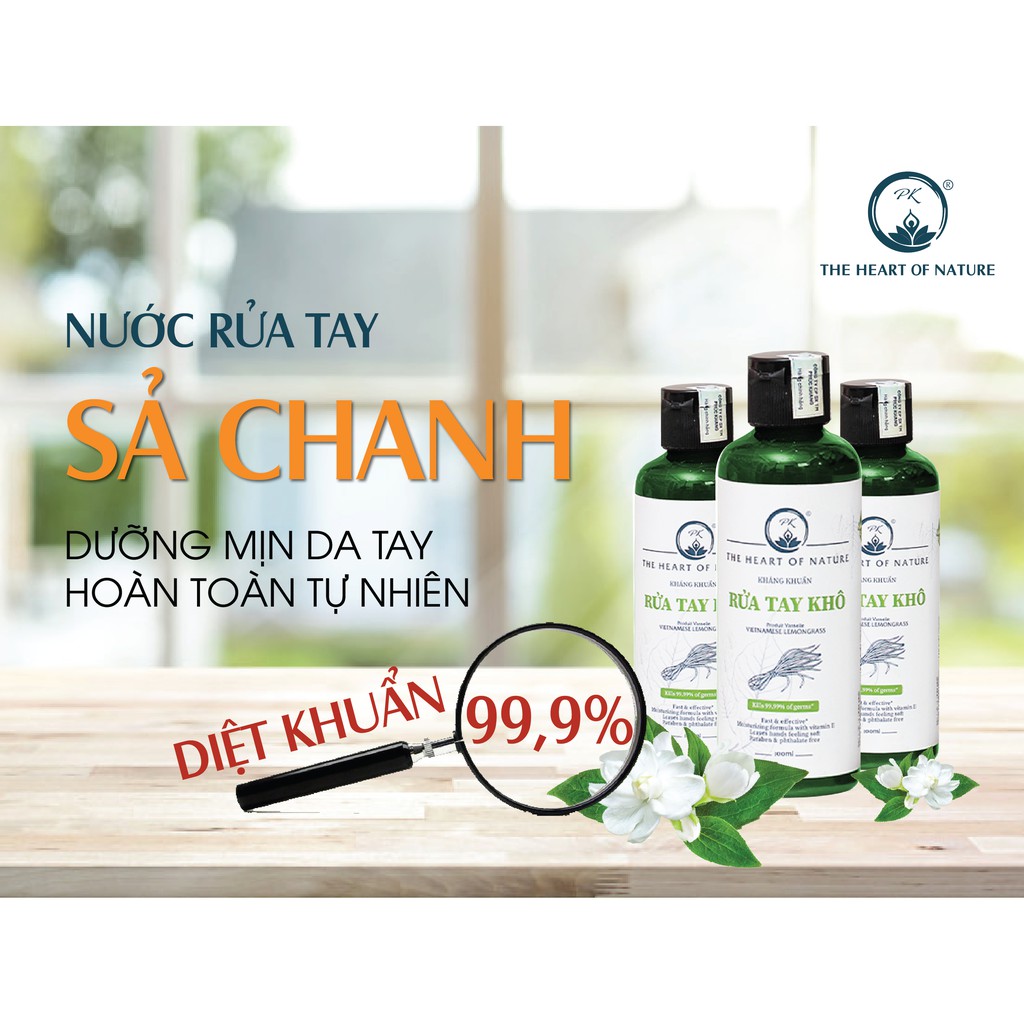 Nước rửa tay khô tinh dầu Sả Chanh PK 100ML, kết hợp tinh dầu tràm trà, diệt khuẩn