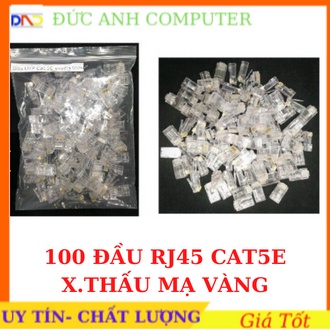 Đầu mạng RJ45 Cat5/ Cat6 xuyên thấu - Bịch 100 cái - Loại tốt, Chống nhiễu, Đầu NHựa/ Đầu Nhôm