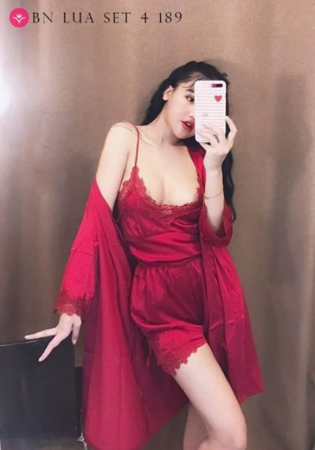 (Sẵn) BỘ NGỦ LỤA SEXY 4 CHI TIẾT KÈM VIDEO & ẢNH THẬT | BigBuy360 - bigbuy360.vn