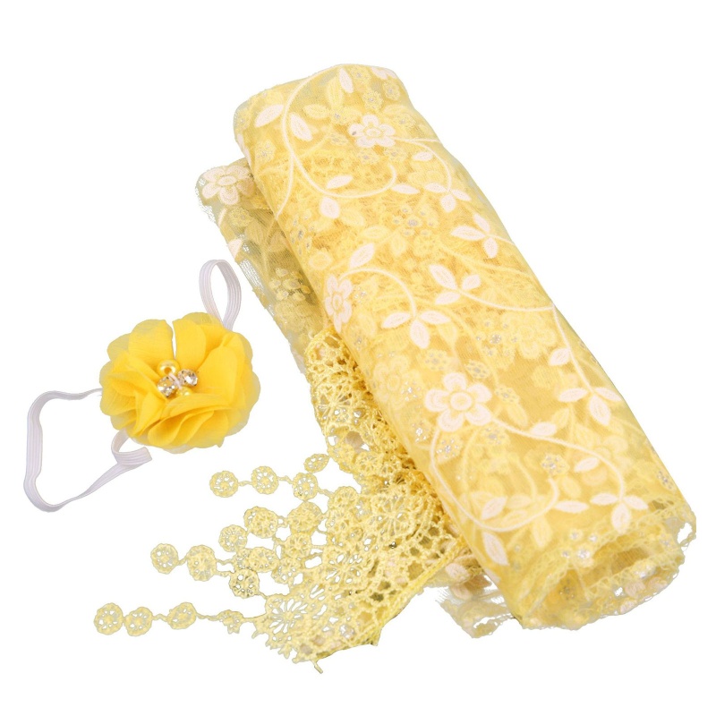 Set 3 Món Chăn Quấn Kèm Băng Đô Làm Phụ Kiện Chụp Ảnh Cho Bé Sơ Sinh