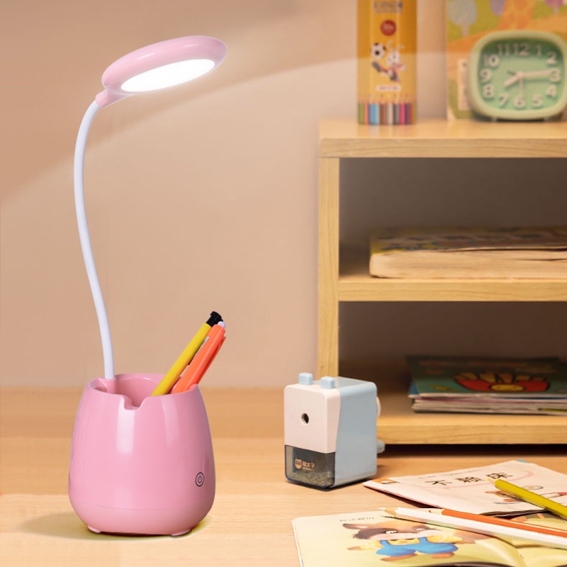 Đèn Học Để Bàn - Đèn Bàn Led Bảo Vệ Mắt, Tích Điện - 3 Màu Kết Hợp Loa Bluetooth Và Hộp Đựng Bút