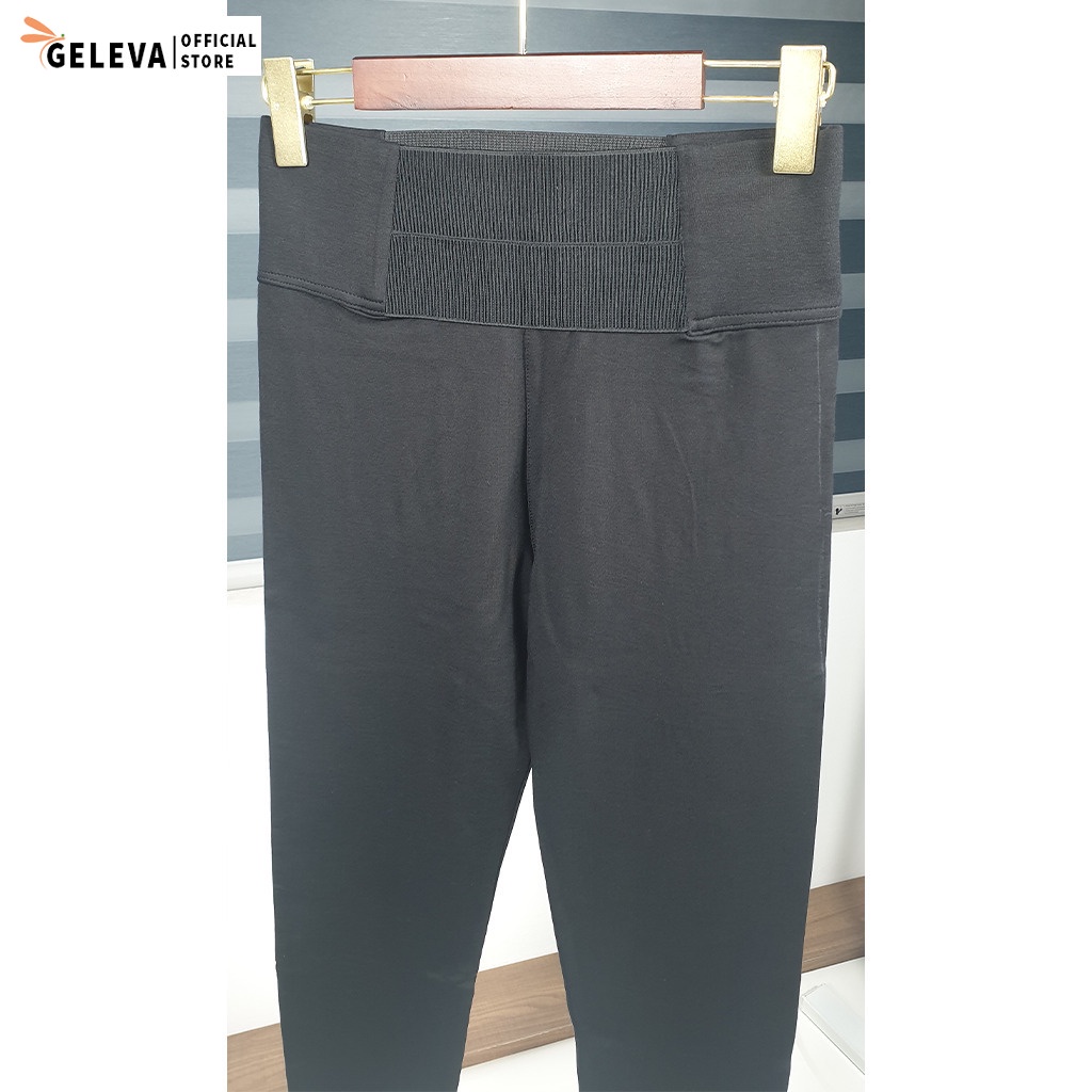 Quần legging nữ dài cạp bản to vải cotton co giãn hack dáng form chuẩn Geleva LEG425