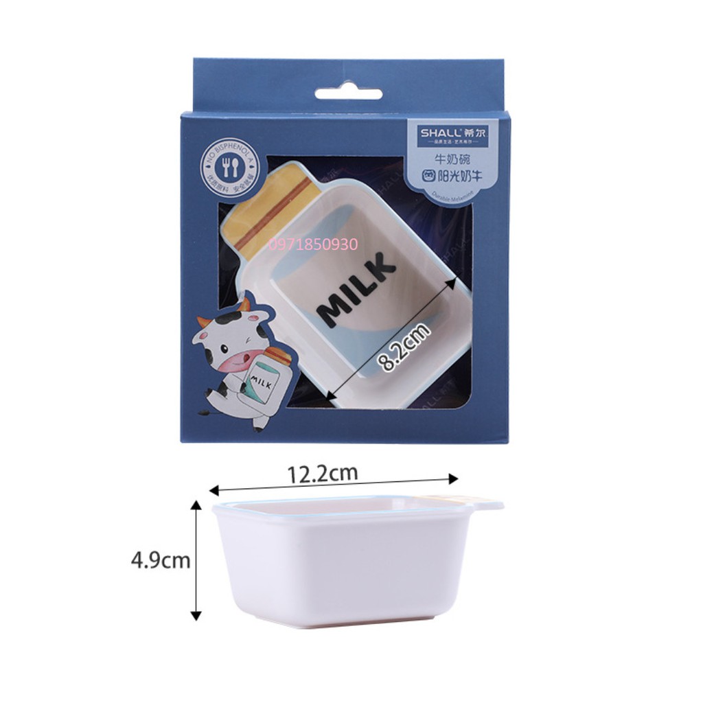 Set 7 Món Khay, Bát, Cốc, Dĩa và Thìa Ăn Dặm Hữu Cơ Tự Nhiên SHALL Cao Cấp Cho Bé - Bò Sữa