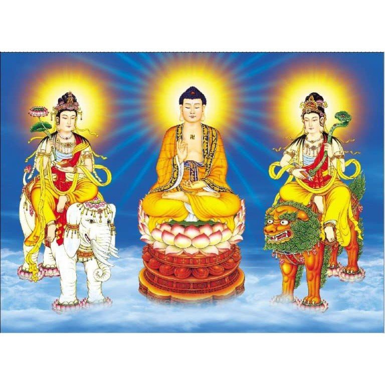 Tranh đính đá phật giáo-phổ hiền bồ tát-như lai phật tổ văn thù sư lợi