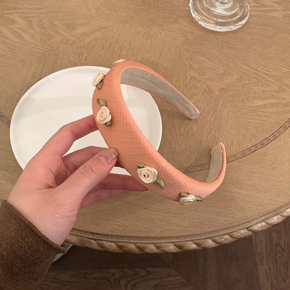 Băng Đô Cài Tóc Bằng Xốp Hình Hoa Hồng Phong Cách Vintage Thời Trang