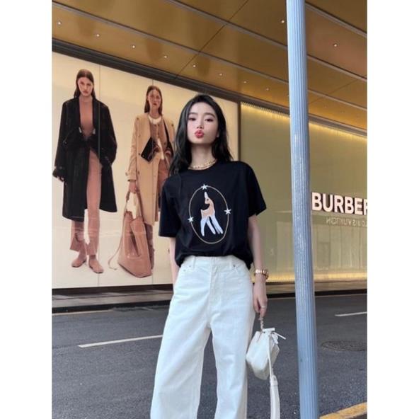 Áo thun nữ tay ngắn dáng vừa in hình con nai thương hiệu Burberry BBR cao cấp !