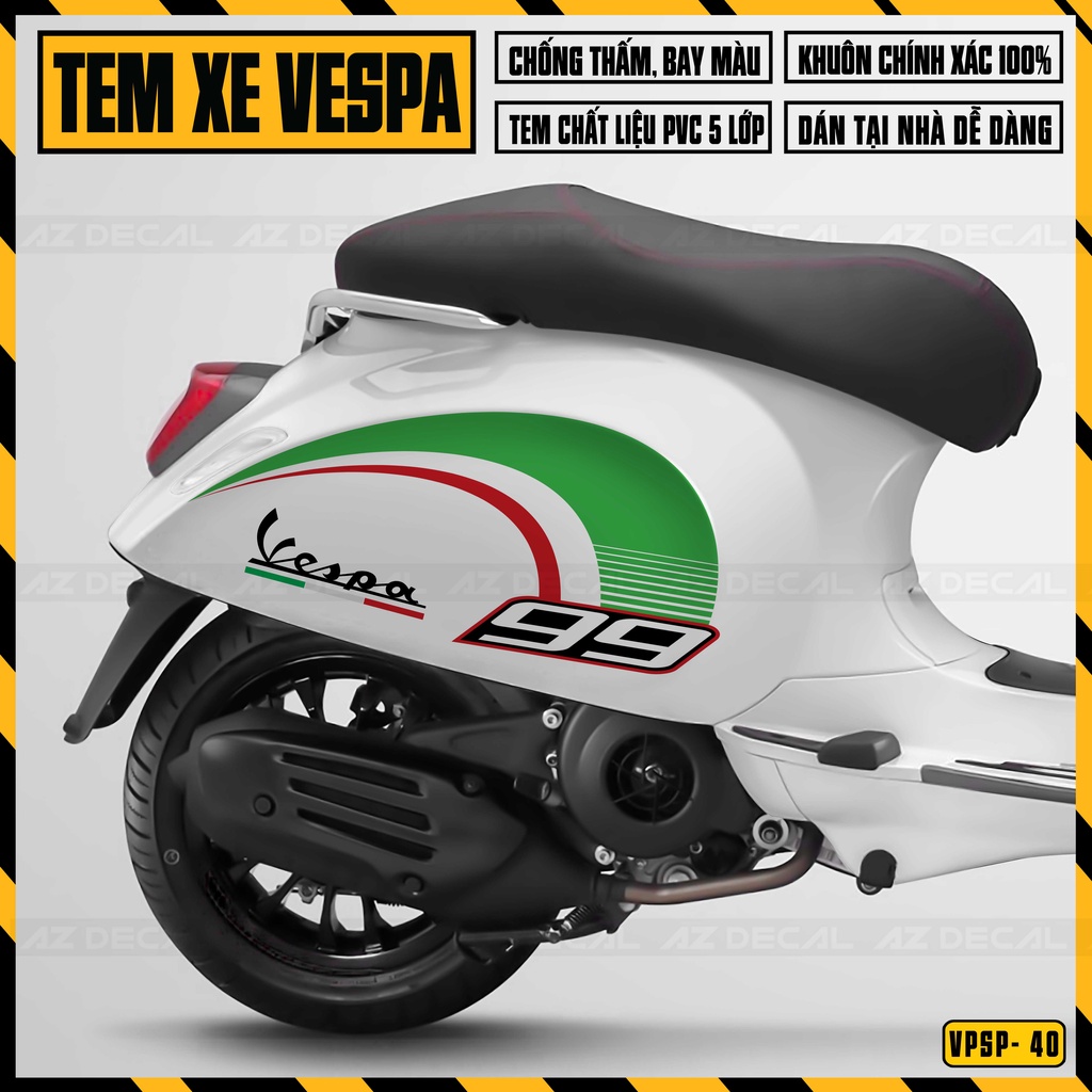 Tem Xe Vespa Sprint / Primavera Mẫu Stage 6 | VPSP40 | Decal Dán Vespa Đẹp, Chống Nước, Chống Bong Tróc