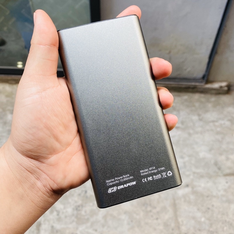 Sạc dự phòng drapow dung lượng 10.000mAh chính hãng - mới 100% vỏ nhôm 2 cổng sạc ra hỗ trợ Xiaomi iPhone Oppo samsung