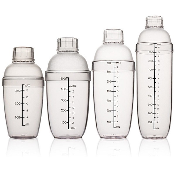 Bình Lắc Shaker Nhựa Pha Chế 350Ml, 530Ml, 700Ml, 1000ML (Đã Bao Gồm Nắp)