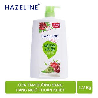 Sữa tắm dưỡng trắng da HAZELINE matcha & lựu đỏ 1,2KG