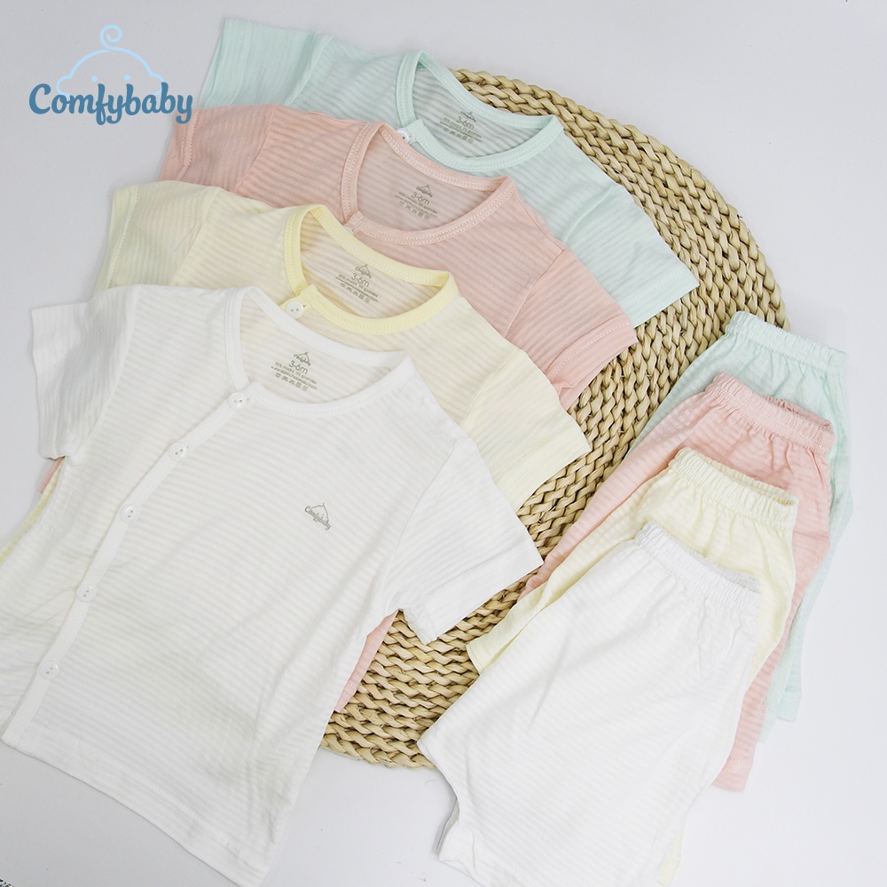 NEW - Bộ quần áo cộc cho bé 100% Cotton Lụa – Comfybaby Siêu nhẹ - thoáng mát QACF22042021 size 3-12 tháng