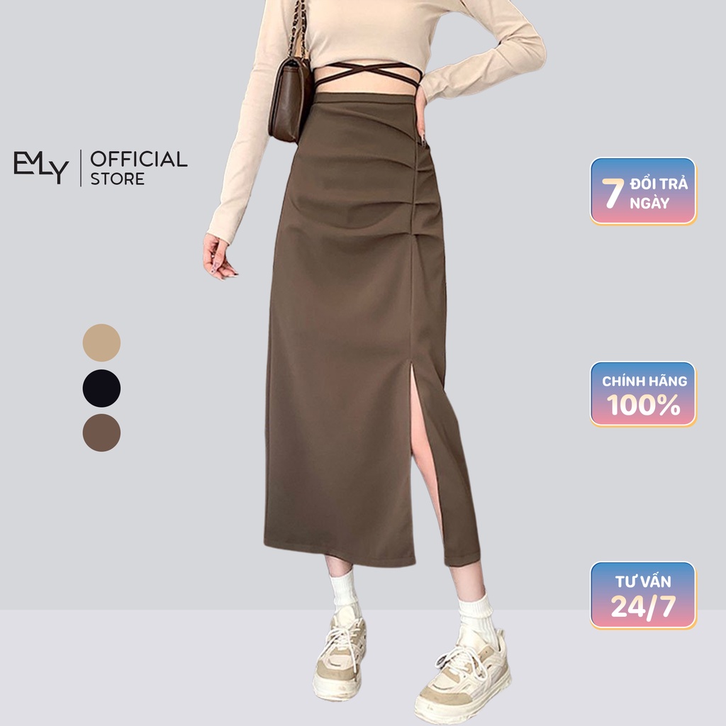 Chân váy a dáng dài xẻ tà midi Emilyshop