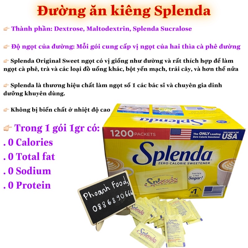 Đường ăn kiêng Splenda- đường 0 calories