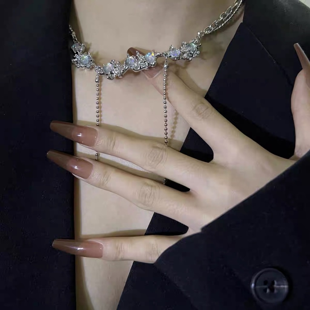 Dây chuyền kiểu hình học đính đá mặt trăng sang trọng thời trang 19A1631