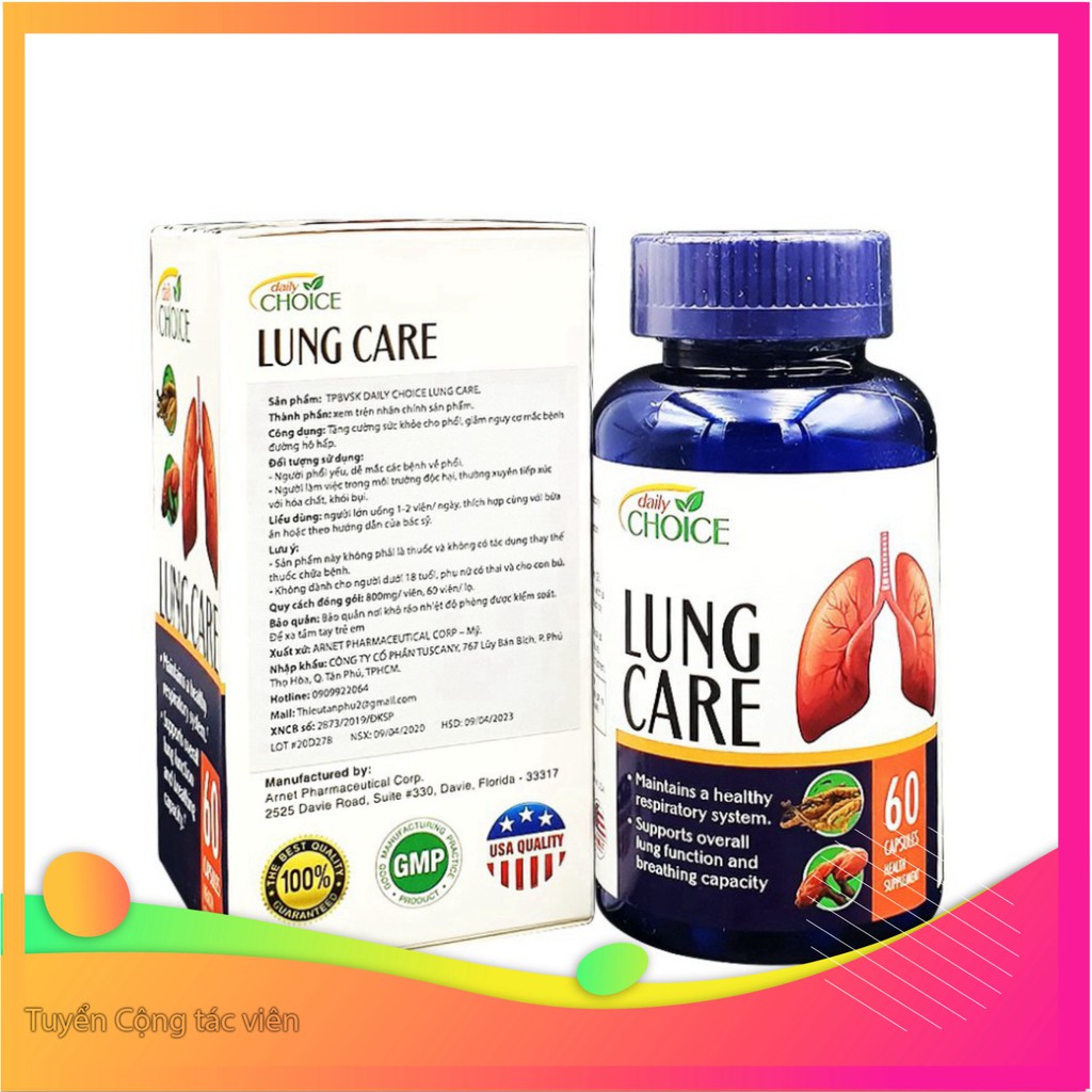 SALE LỚN 80% Thuốc bổ phổi hỗ trợ tăng cường sức khỏe và bảo vệ phổi Daily Choice Lung Care. Hộp 60 viên SALE LỚN 80%