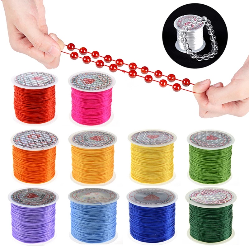 Cuộn 10m Dây Nylon Co Giãn 0.8mm Nhiều Màu Dùng Làm Vòng Tay/Trang Sức Thủ Công