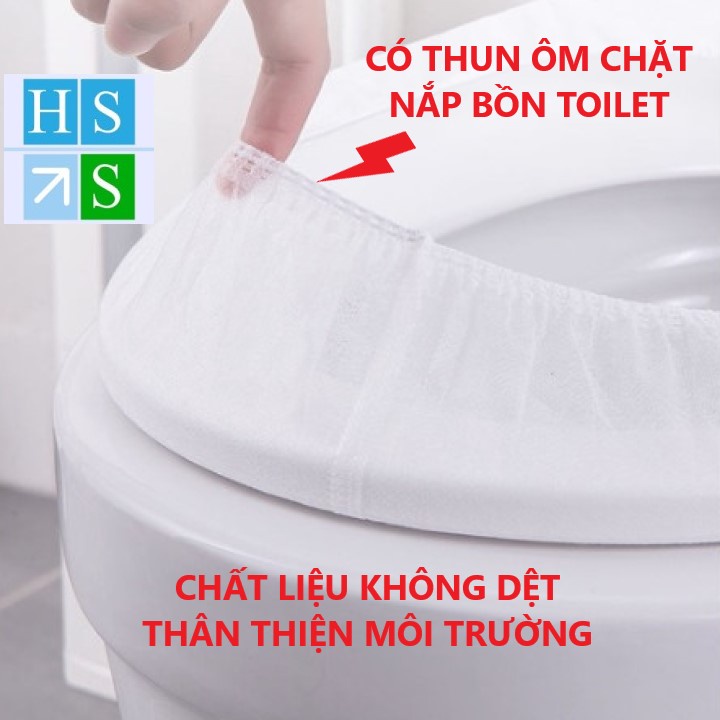 (Gói 10 cái) Bọc lót nắp bồn cầu toilet dùng gia đình sạch sẽ không thấm nước tiện mang theo du lịch - HS Shop Đà Nẵng