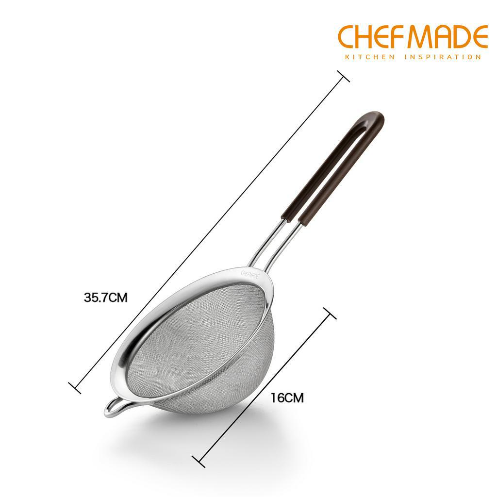 Rây Lọc Lưới Mịn CHEFMADE WK9245 Bằng Thép Không Gỉ 16cm Tay Cầm Chắc Chắn Và Móc Rộng