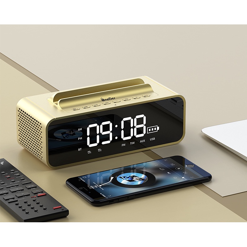 Loa Bluetooth Không Dây OneDer Phantom V06 Đa Năng Kết Hợp Đồng Hồ Báo Thức Bass Mạnh Mẽ Hàng Cao Cấp