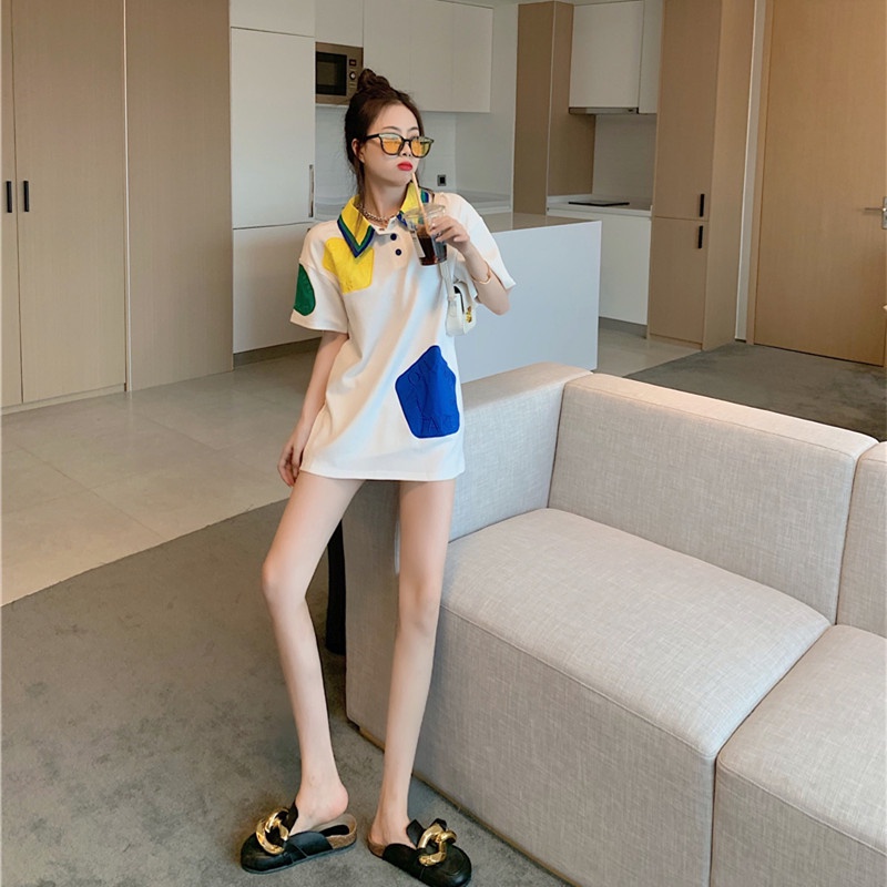 [ Mã 11FASHIONSALE1 giảm 10K đơn 50K ] Áo Thun Polo Tay Ngắn Thêu Họa Tiết Màu Sắc Tương Phản Dành Cho Nữ | BigBuy360 - bigbuy360.vn