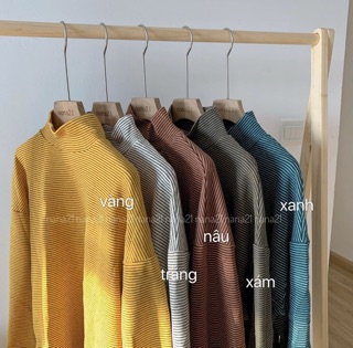Áo nỉ kẻ cổ 3 phân