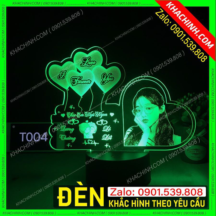 Đèn khắc hình - ảnh người mẫu tặng đám cưới  (T004-V) - Thiết kế theo yêu cầu - Quà tặng bạn gái , ...