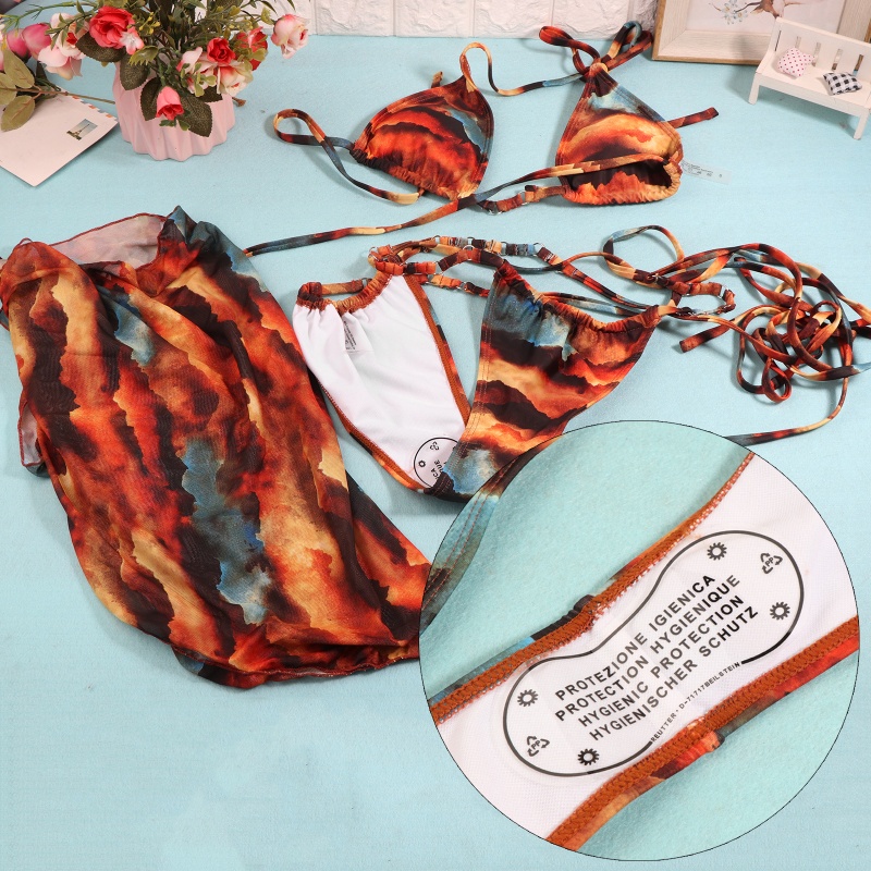 Wmmb Bikini Ba Mảnh Thắt Nút In Họa Tiết Màu Gradient Gợi Cảm Đi Biển Phổ Biến Cho Nữ