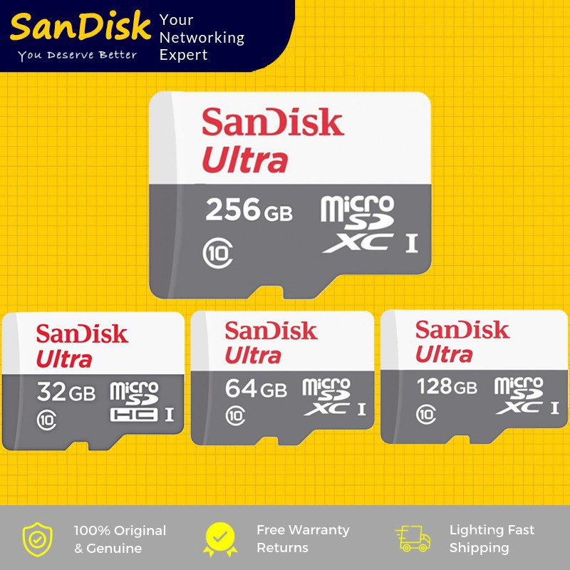 SANDISK Thẻ nhớ Micro SD 32GB 64GB 128GB 256GB Ultra CLASS10 80Mbps / 100Mbps