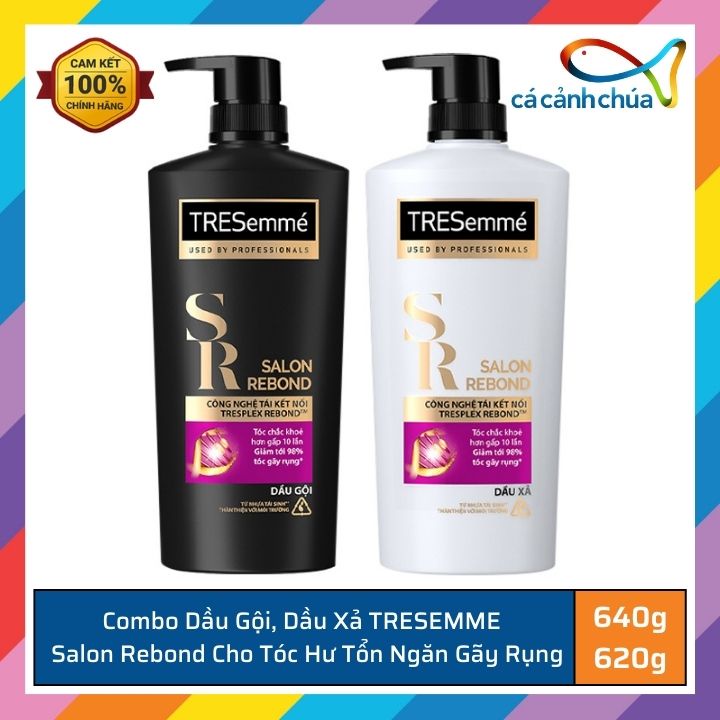 Combo Tresemme Salon Rebond Cho tóc hư tổn do tạo kiểu với Công Nghệ Tái Kết Nối giúp ngăn gãy rụng: Gội 640g & Xả 620g