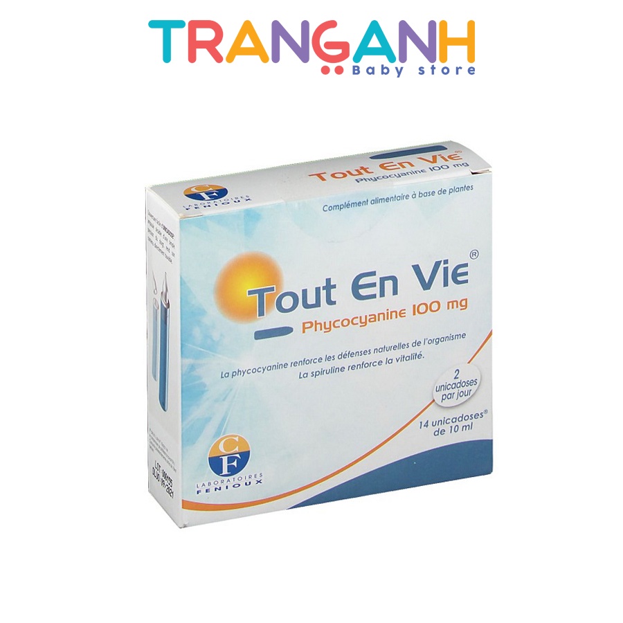 Tảo tươi Tout En Vie dạng nước kết hợp vitamin C của Pháp (Hộp 14 ống)