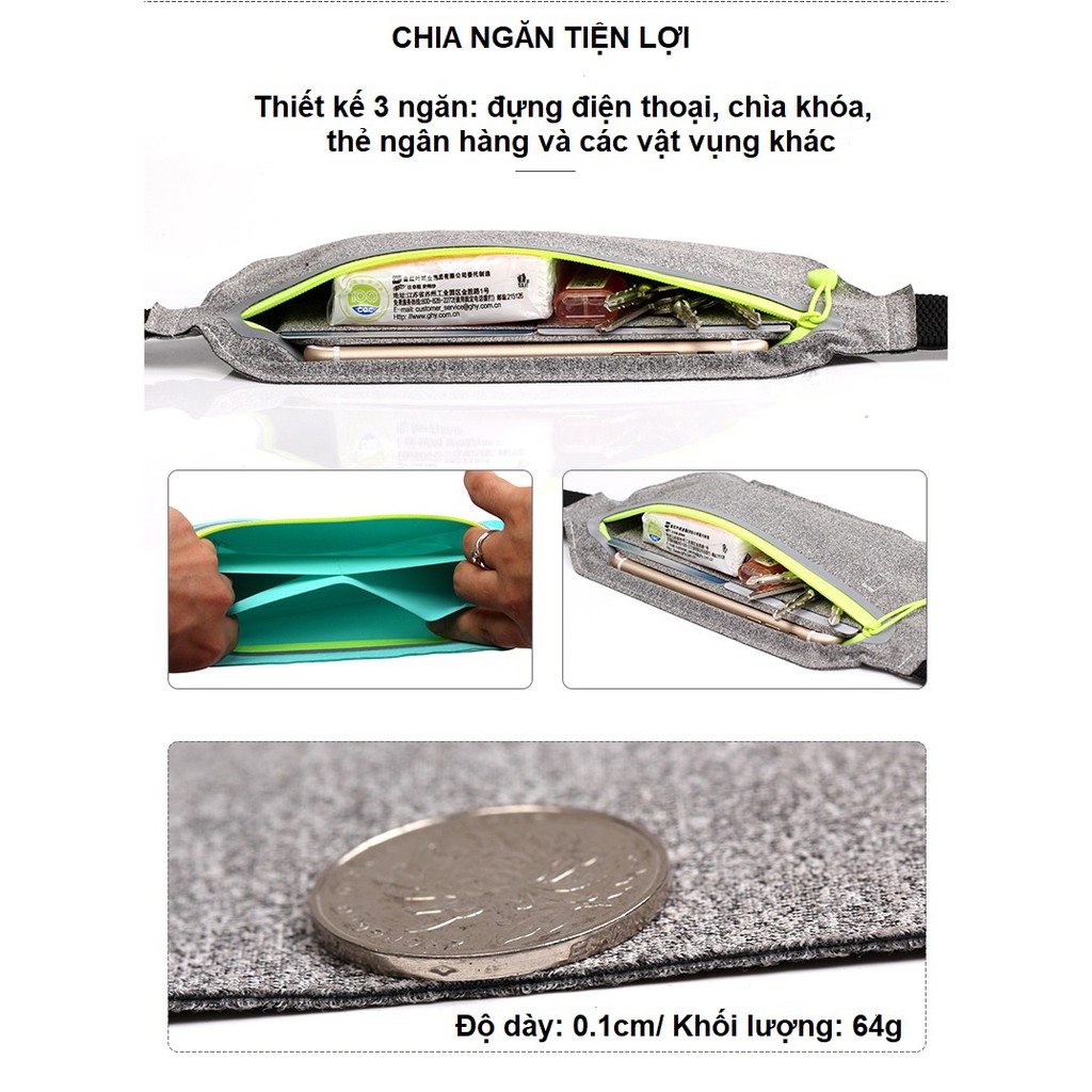 Đai chạy bộ, túi đựng điện thoại đeo hông Oudo Siêu Mỏng, Siêu Nhẹ