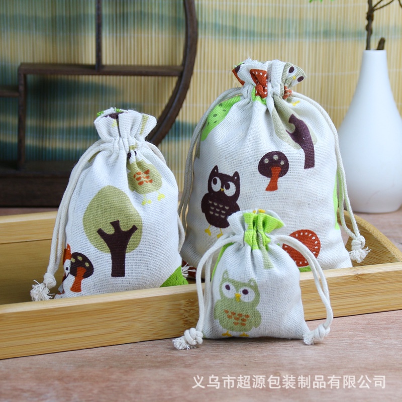 Túi Dây Rút Vải Lanh Nhỏ Xinh Đựng Trang Sức Tiện Dụng