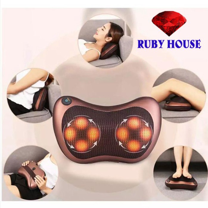 Gối massage hồng ngoại 8 bi, gối massage đa năng - Sunny House