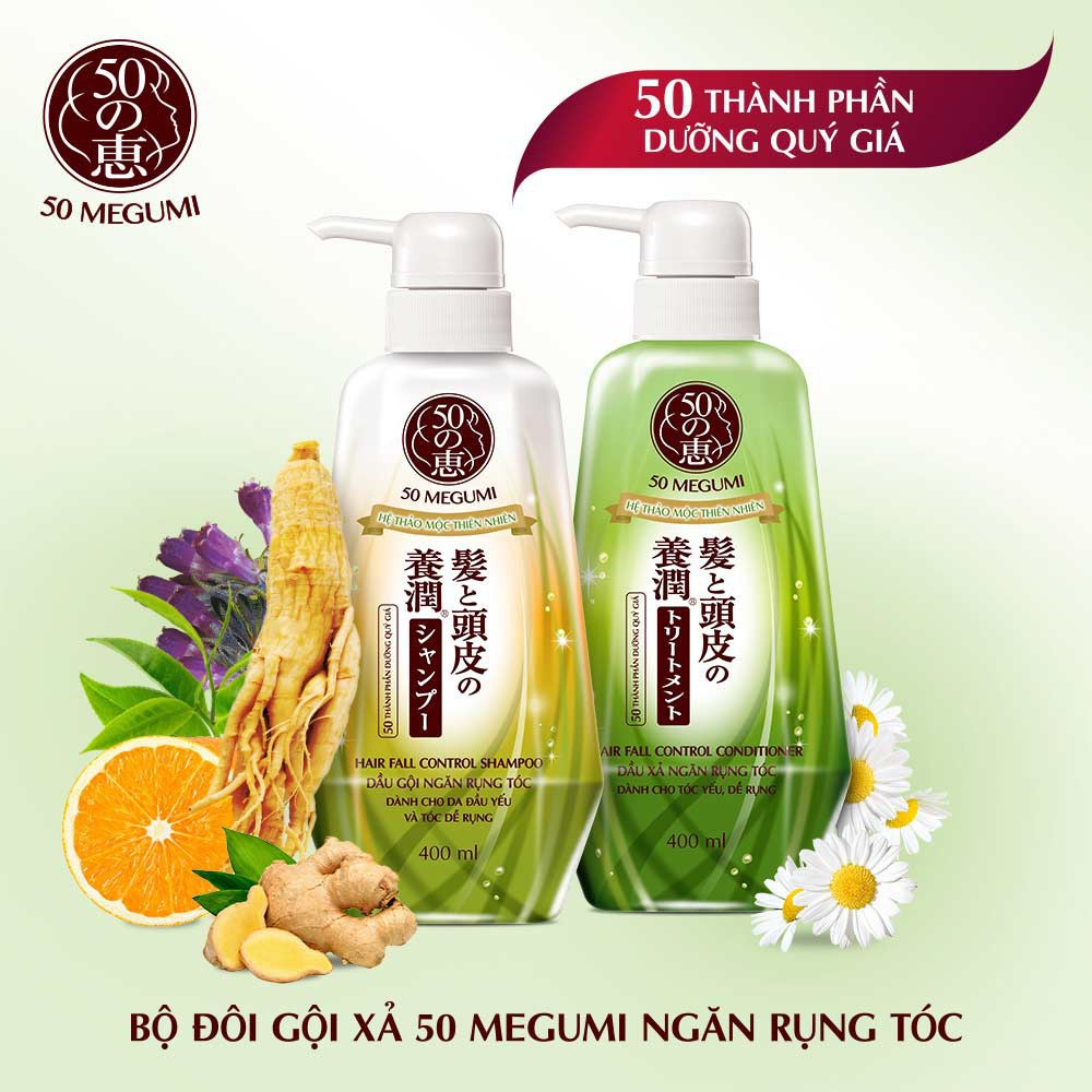 Dầu Gội - Dầu Xả Ngăn Rụng Tóc - 50 dưỡng chất Megumi Hair Fall Control Conditioner 250ml _ 400ml