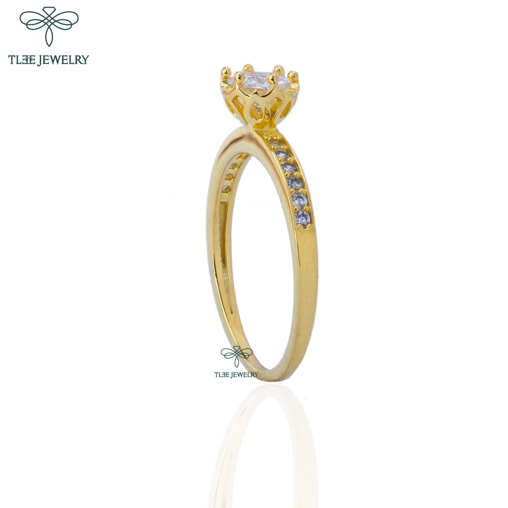 Nhẫn bạc nữ TLEE Jasmine Prince mạ vàng 14k nạm đá cao cấp TleeJewelry A0107