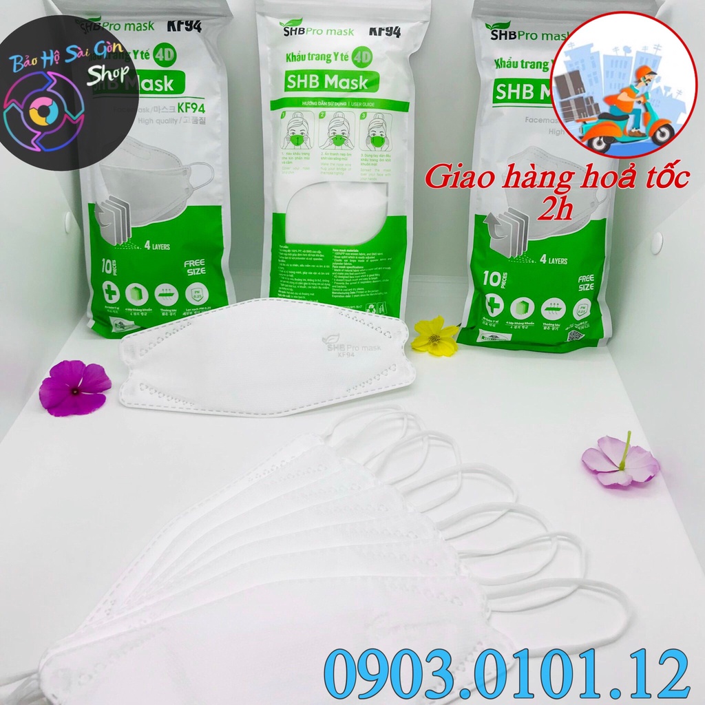 Khẩu trang kf94 SHB pro mask chính hãng, Khẩu trang 4d mask người lớn 4 lớp kháng khuẩn