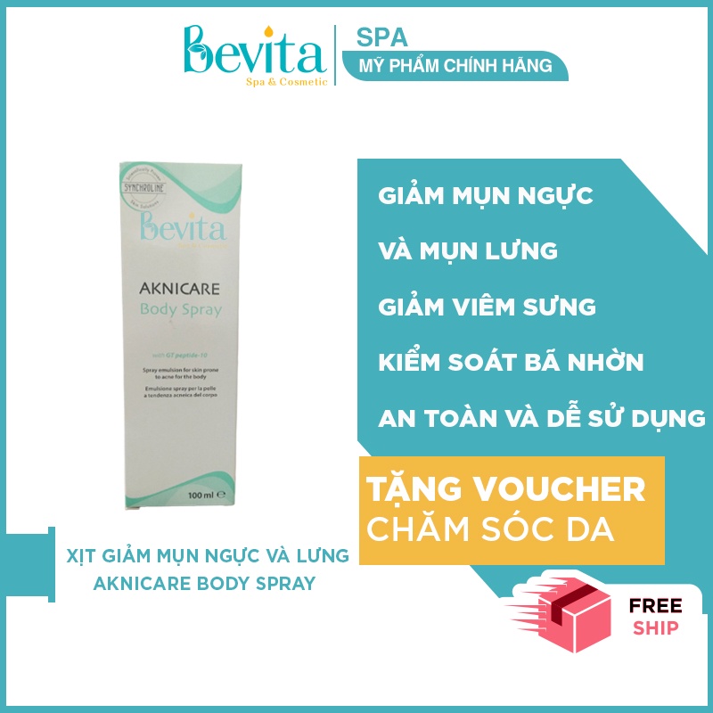 Xịt giảm mụn ngực và lưng Aknicare Body Spray 100ml, xịt mụn lưng và ngực hiệu quả - Bevita