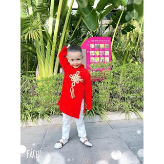 áo dài nhung cho bé trai 12-23kg
