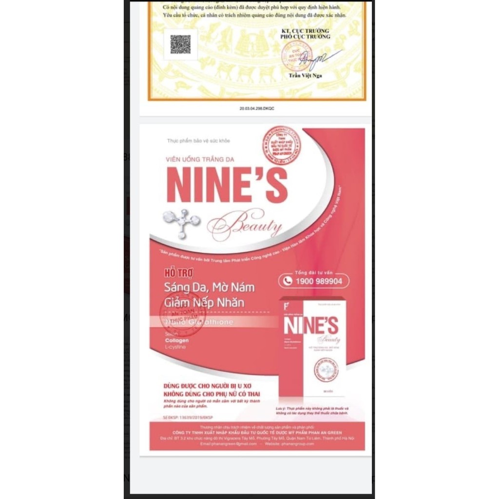 Viên Uống Cao Cấp Trắng Da, Mờ Nám, Giảm Nếp Nhăn Nines Beauty | Thế Giới Skin Care