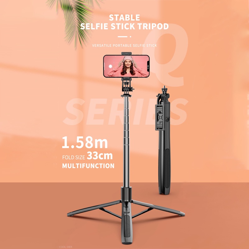 Gậy chụp ảnh tự sướng 1580mm có thể gấp gọn có đèn cho Gopro Action