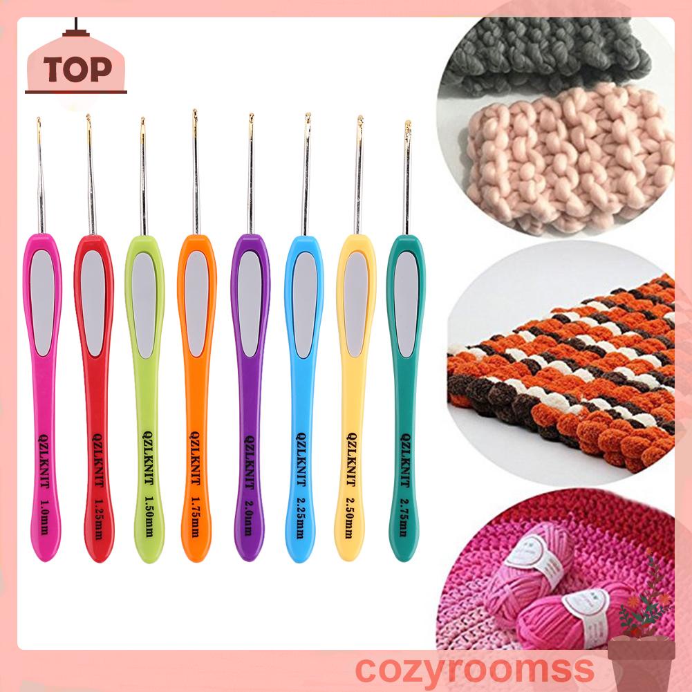 Set 8 Kim Móc Len Bằng Nhôm Với Tay Cầm Nhựa Mềm 1-2.75mm