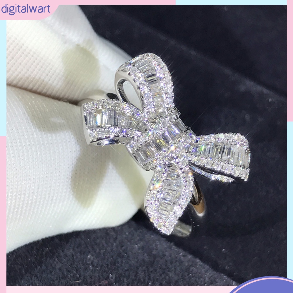 Nhẫn đính đá hình nơ xinh xắn dành cho nữ