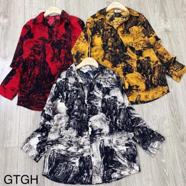 [GiáHủyDiệt] Áo sơ mi loang chất lụa đẹp