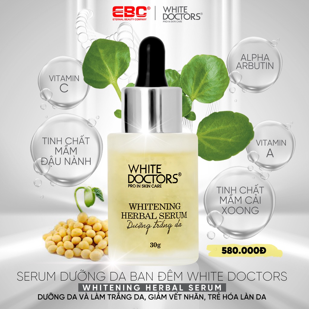 SERUM Dưỡng Trắng Da Ban Đêm White Doctors Whitening Herbal Serum 30g Chính Hãng