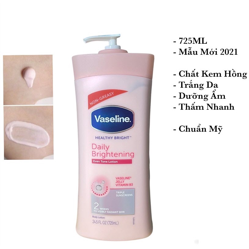 Sữa Dưỡng Thể Làm Trắng Da Dưỡng Ẩm Chống Nắng VASELINE Heathy White 725ml