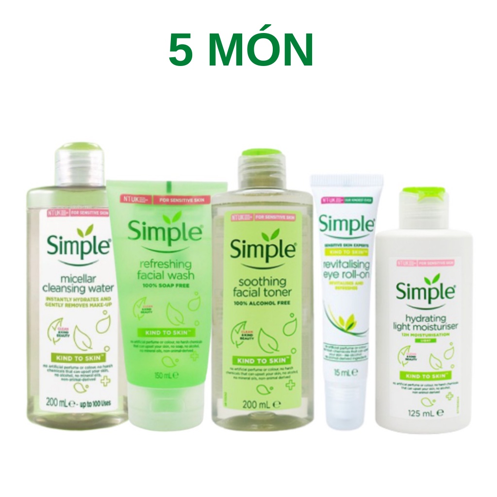 Combo Bộ Dưỡng Da Simple Cho Da Dầu Mụn Nhay Cảm