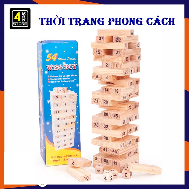 Trò Chơi Rút Gỗ Nhỏ 54 thanh - Trò Chơi Rút Gỗ Tháp Xếp Hình Bằng Gỗ Giáo Dục Căn Bản